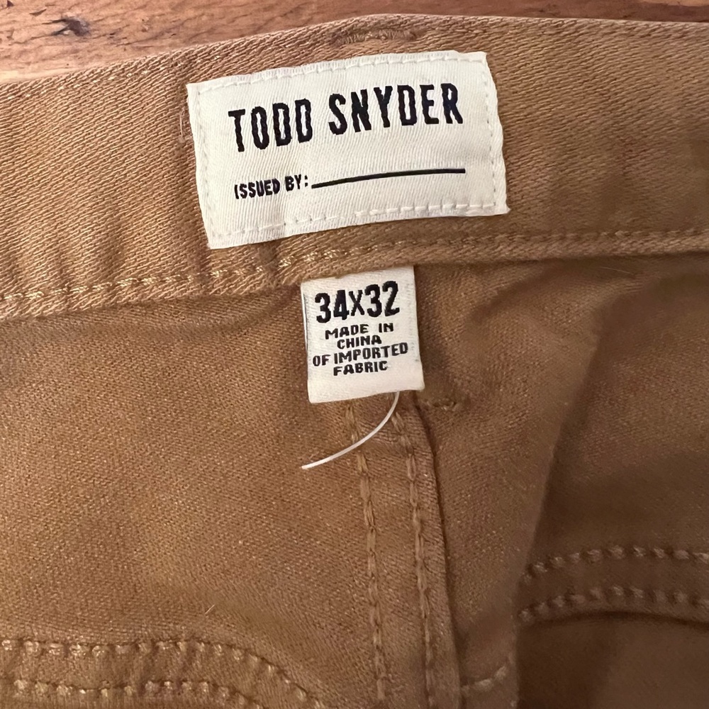 TODD SNYDER SLIM FIT 5-POCKET CHINO IN DARK WHEAT WORN exactly ONCE! 34W/32L
